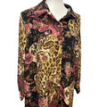 Brylane Woman 20W Floral Paisley Long Sleeve Flowy Polyester Button Up Blouse