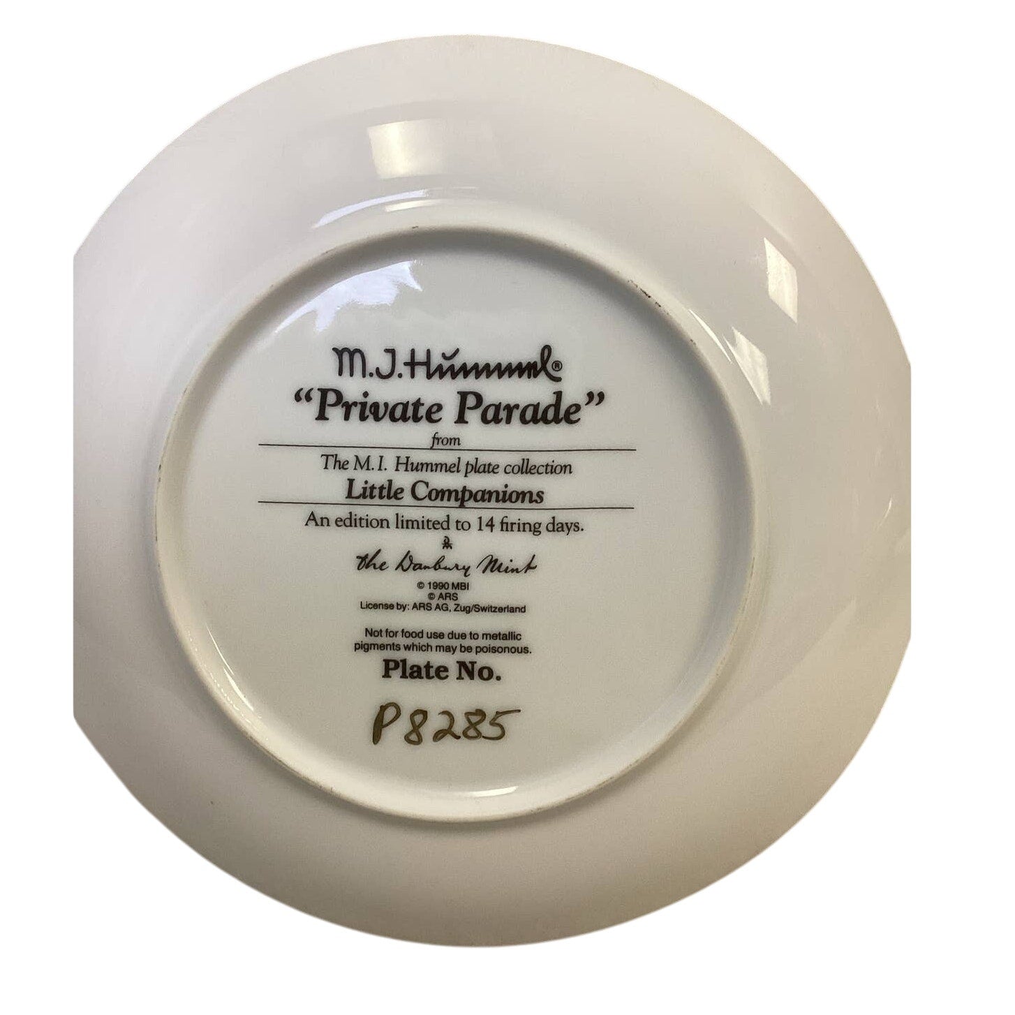 Vintage 1989 Danbury Mint Hummel Private Parade Collectible Ceramic Plate