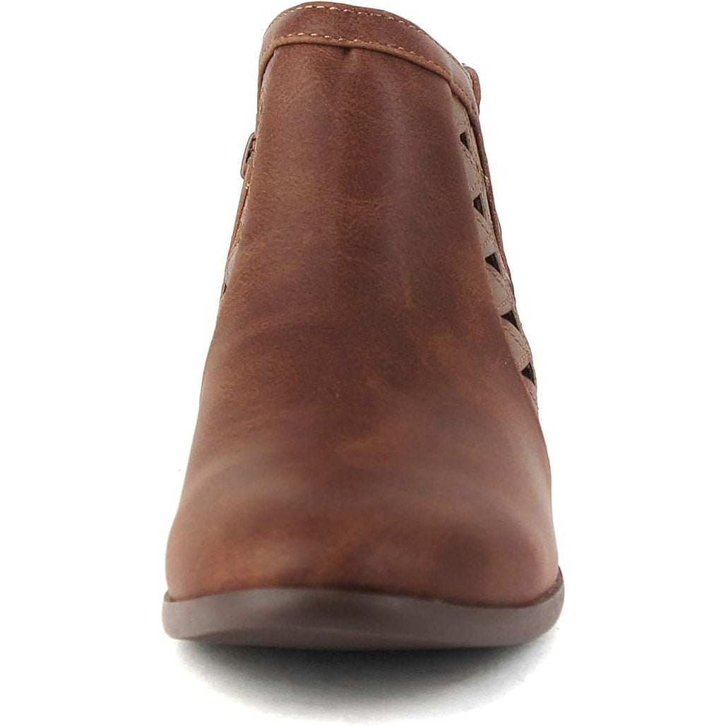 New Soda CHANCE Women Size 9W Wide Perforated Cut Out Stacked Block Heel Booties