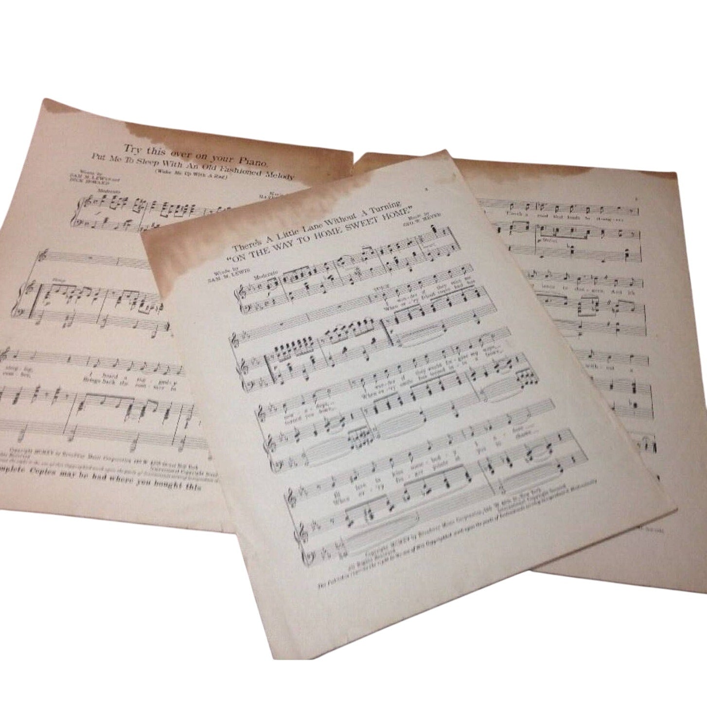 Antique 1915 A Little Lane Without A Turning On The Way To Home Sheet Music