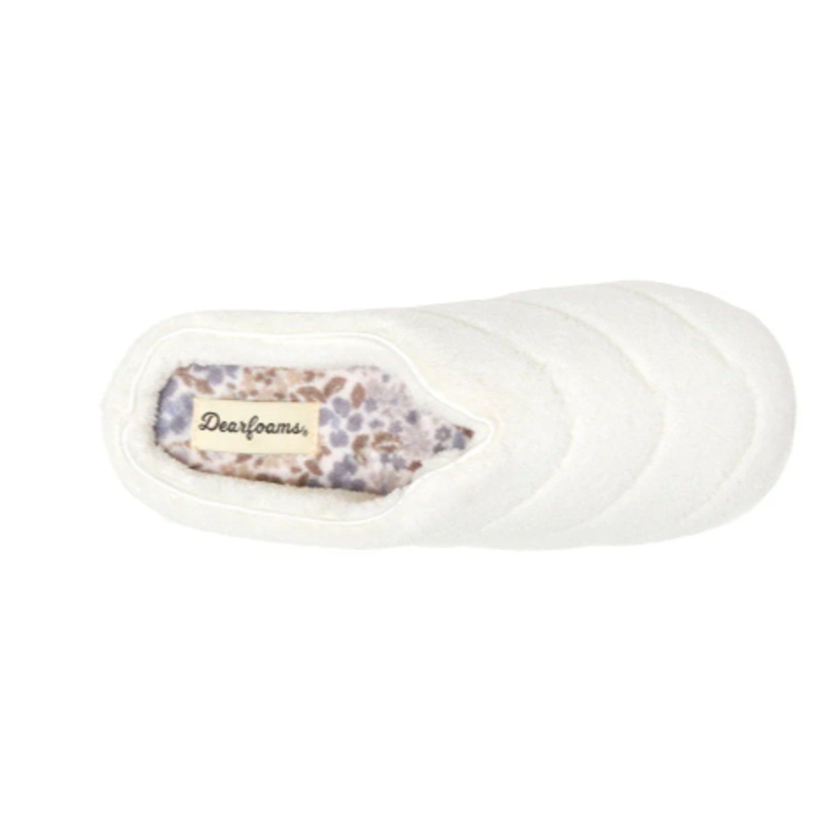 New W Box Dearfoams Women Large 9/10 Cream SlideOn Memory Foam Washable Slippers