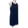 Maurices Womens Medium Solid Navy Blue Lace Hem Sleeveless Career Sheath Dress