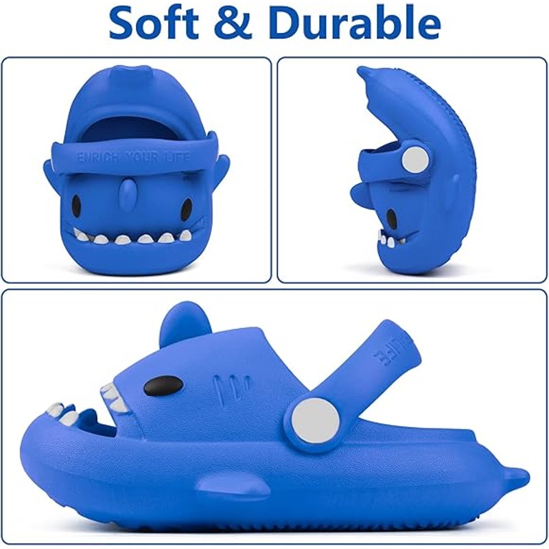 Lakige Toddler Boys Size 11 Blue Shark Cloud PVC Clog Slide On Sandal Shoes
