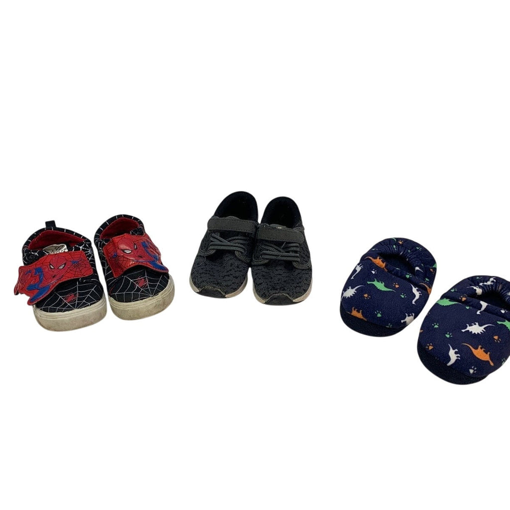 Spiderman Cat & Jack Boys 7/8 Tennis Athletic Hook & Loop Shoes Dino Slippers