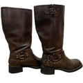 Aminugal Womens Size 9 Brown 1.5" Heels Knee High Boots Round Closed Toe Shoes