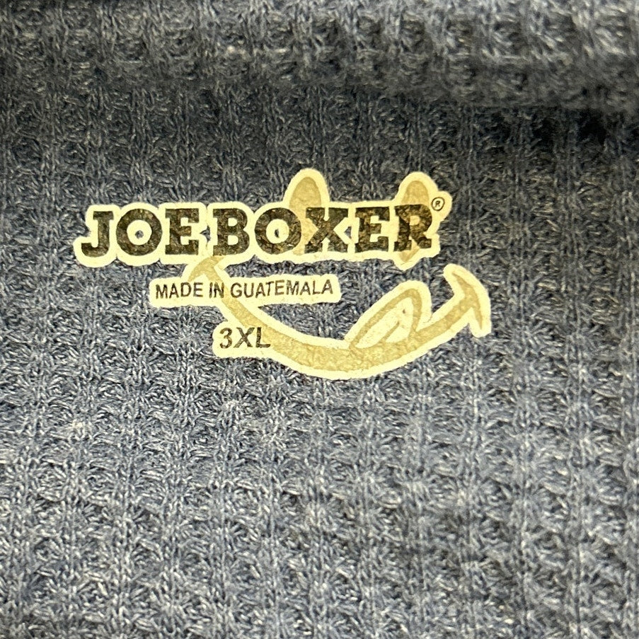 Joe Boxer Mens 3XL Blue Waffled PolyCotton Long Sleeve 3-Button Henley Shirt