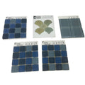 Lot of 5 AKDO 7/8" 2" Caspian Blue Frosted Glass Tile Sample Cards Craft Supply