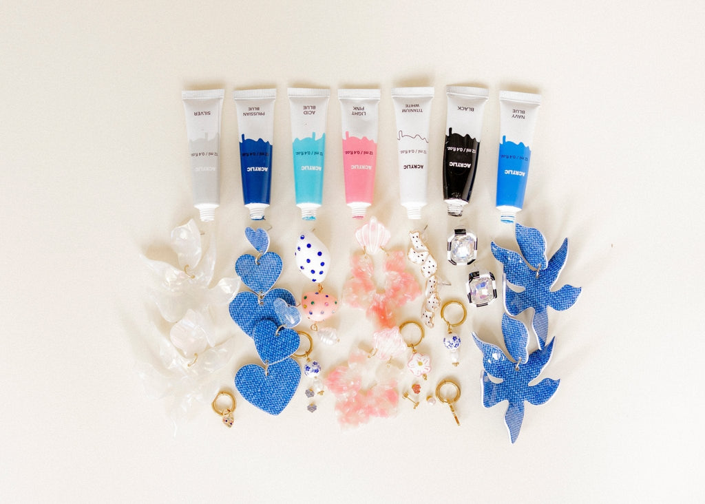 Flora Statement Earrings - Denim