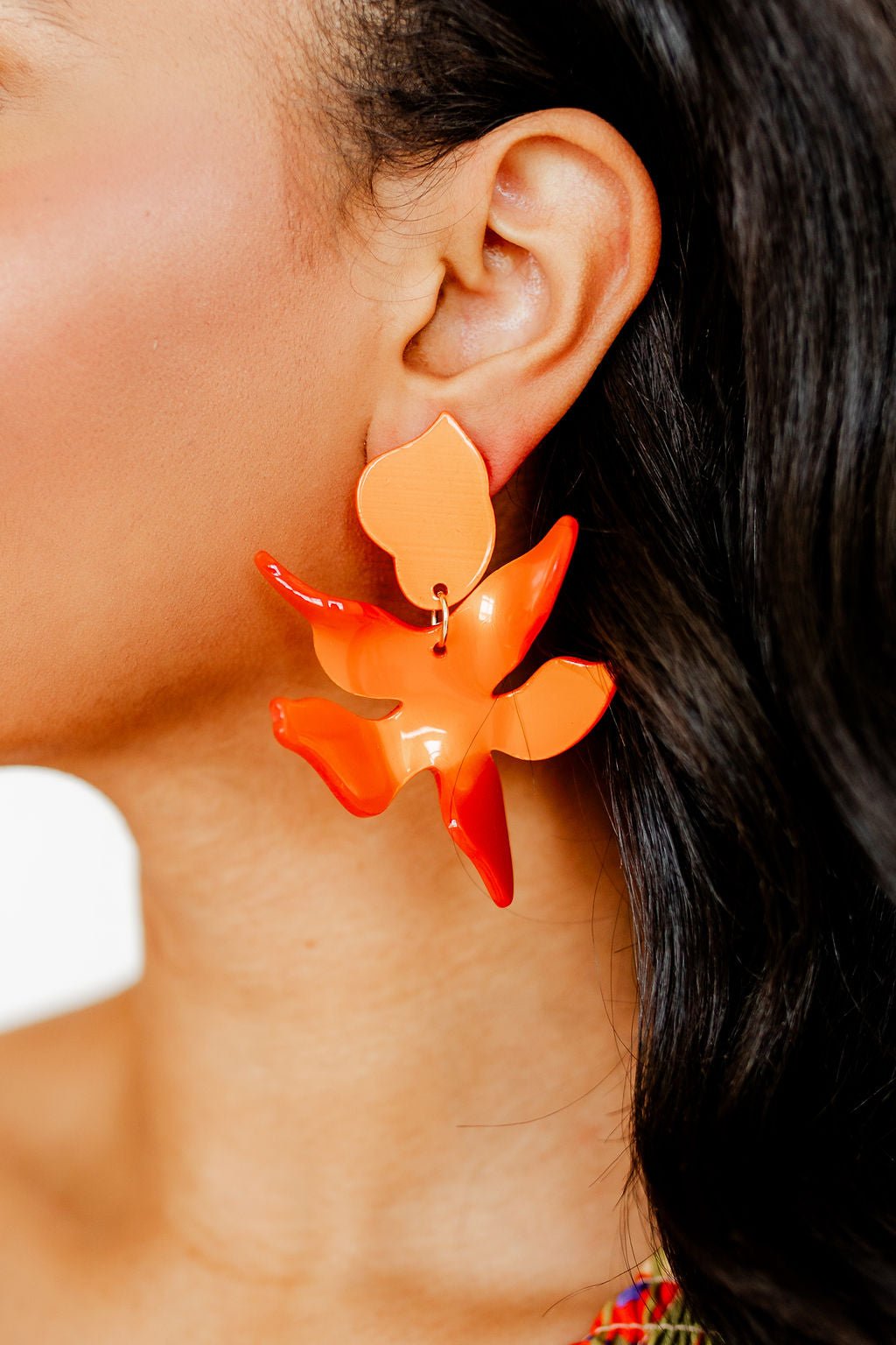 Flora Statement Earrings - Metallic Orange