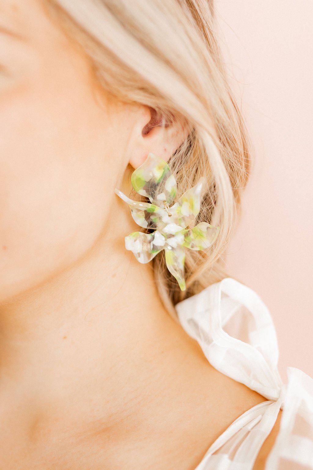 Flora Statement Earrings - Neon Yellow Clouds