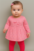 Knee-Length A-Line Dress for girls-Light Pink (Size-2-3 YEAR) | D141