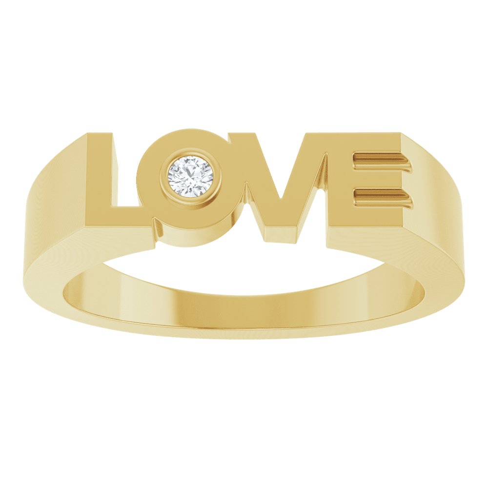 14K Gold LOVE Ring with Natural Diamond  0.03 CT