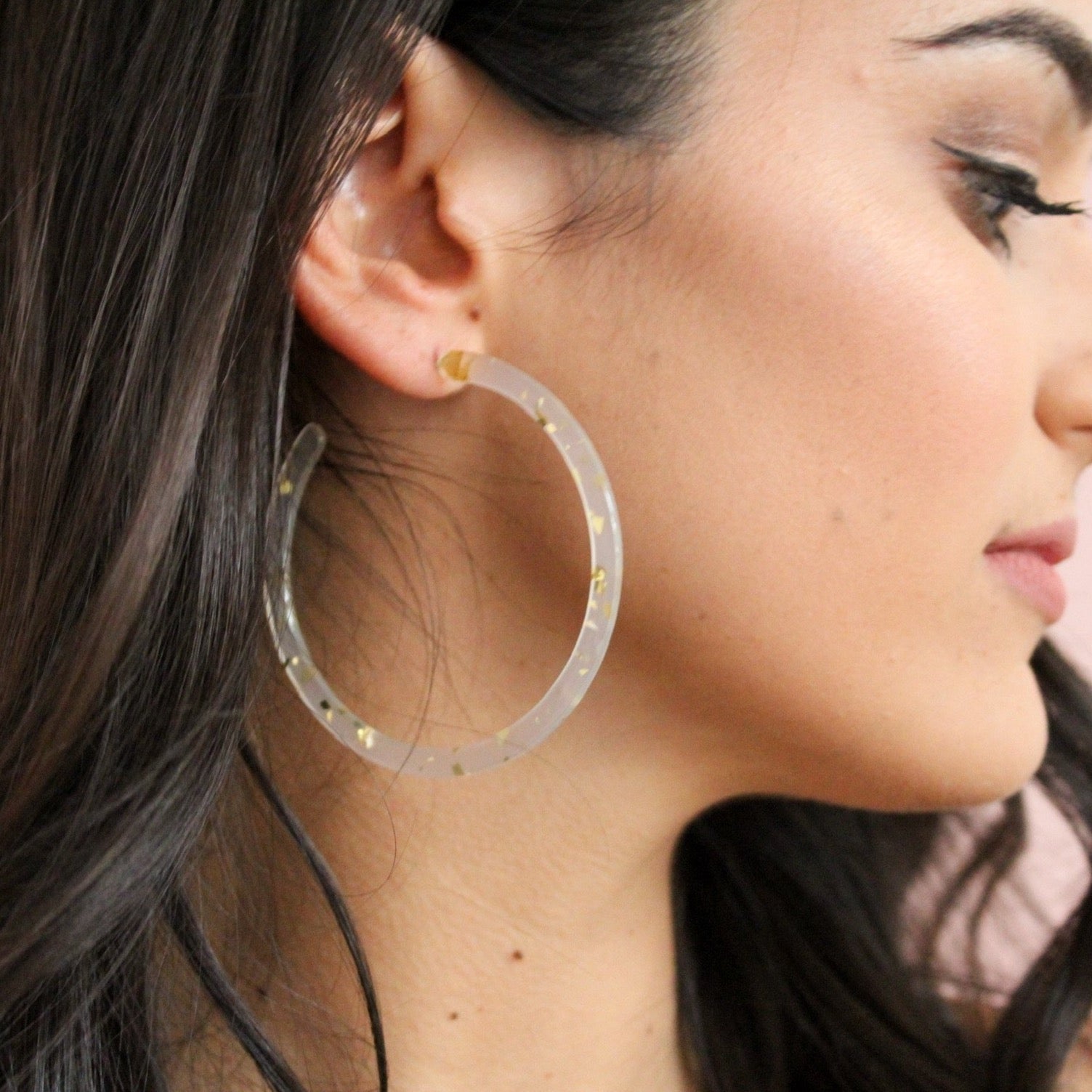 Holly Mega Hoop Earrings - Gold Confetti