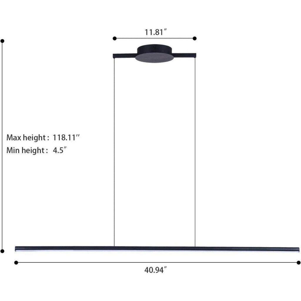 Zicbol Kitchen Island Pendant Lighting 40.94 Inch Linear Light Fixture Chandelier 16W 3000K Warm Light Dimmable LED Hanging Light Fixture for Dining Room, Kitchen, Breakfast Bar, Living Room Black