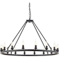 Hubrin Black Wagon Wheel Chandelier,16-Light 39.4 inch,Rustic Farmhouse Industrial Chandeliers,Kitchen Island Light Fixtures E12 Base for Living Room (Black, 39.4" 16-Light)