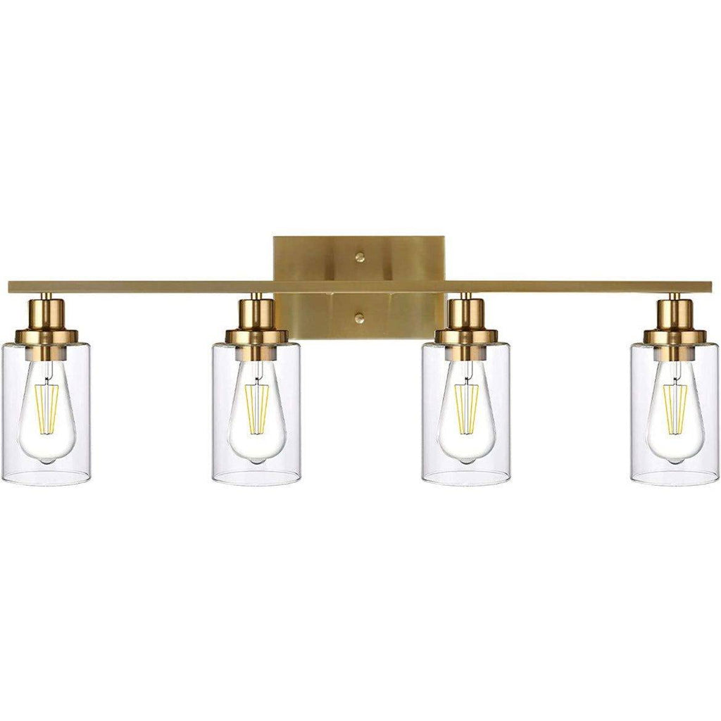 Vanity Lights Fixtures TULUCE 4 Light Bathroom Light Brass Gold Wall Light with Clear Glass Shade, Modern Bathroom Wall Sconce Lighting for Bath, Living Room, Bedroom, Stairs, Gallery, Restaurant