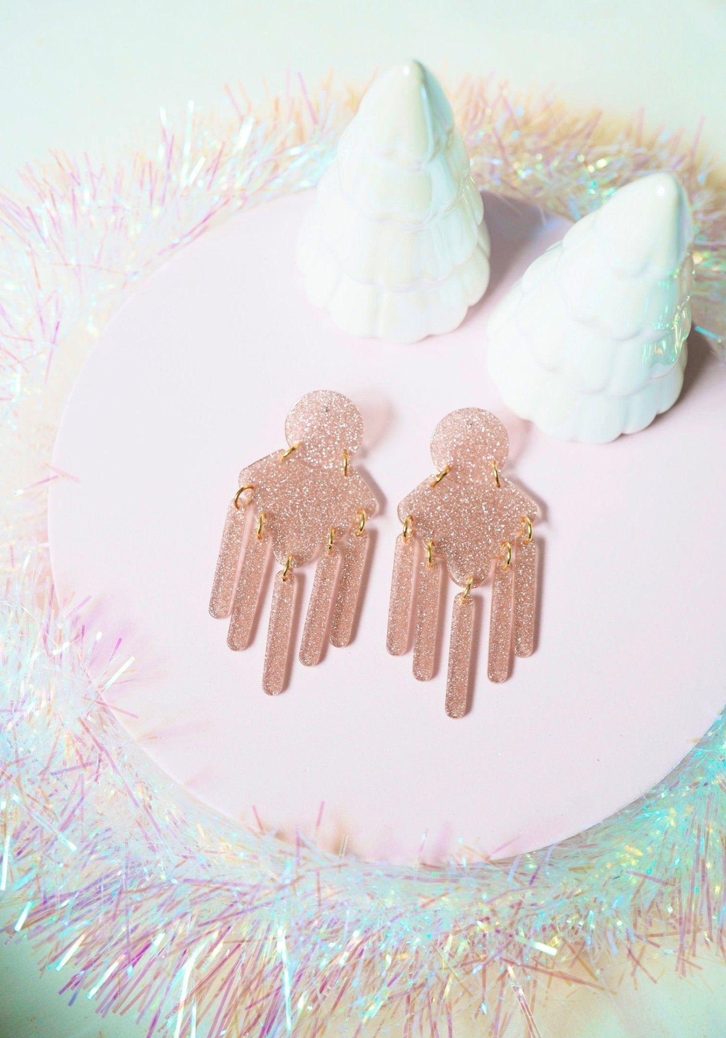 Janelle Statement Earrings - Blush Glitter