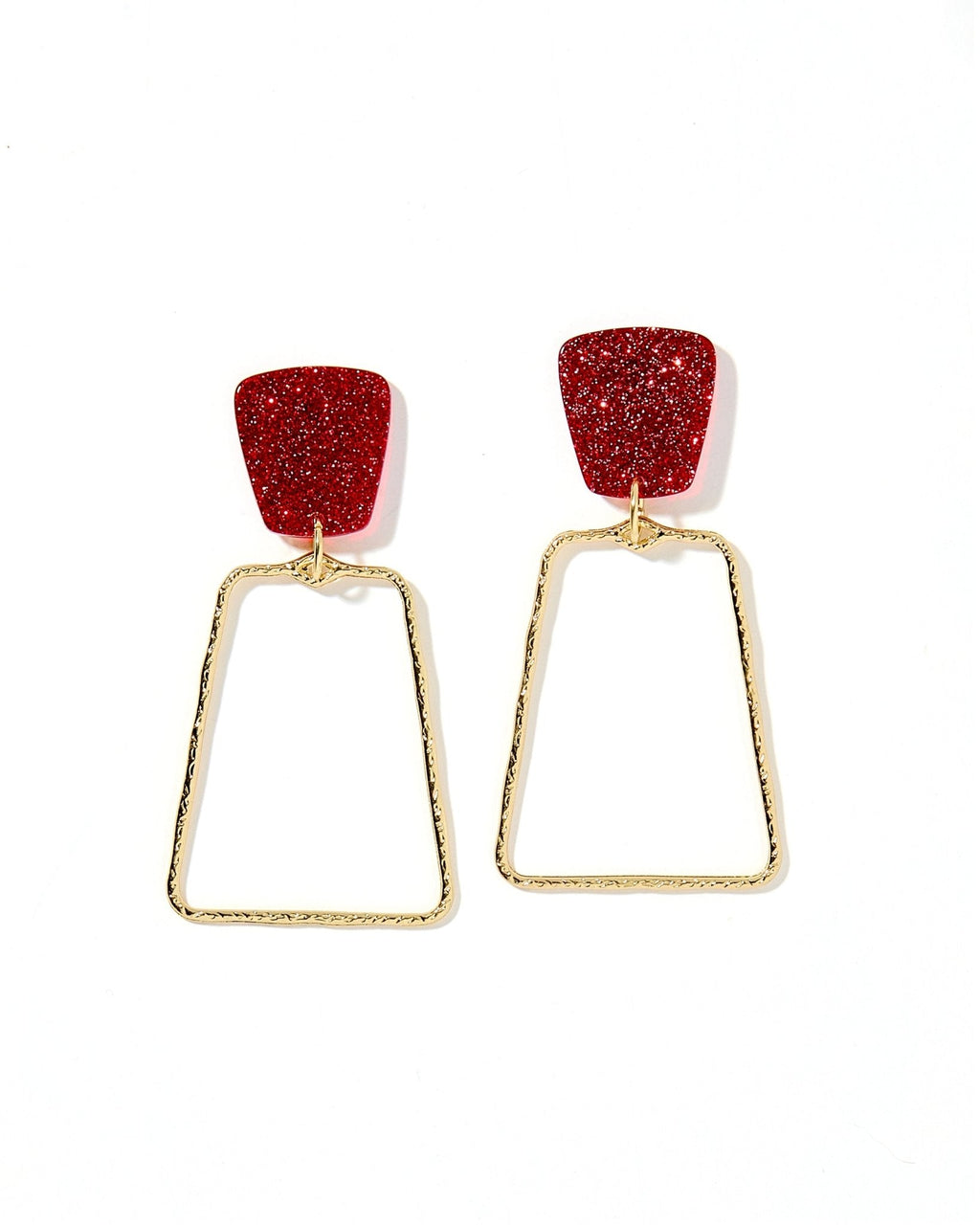 Kaelyn Statement Earrings - Crimson Glitter