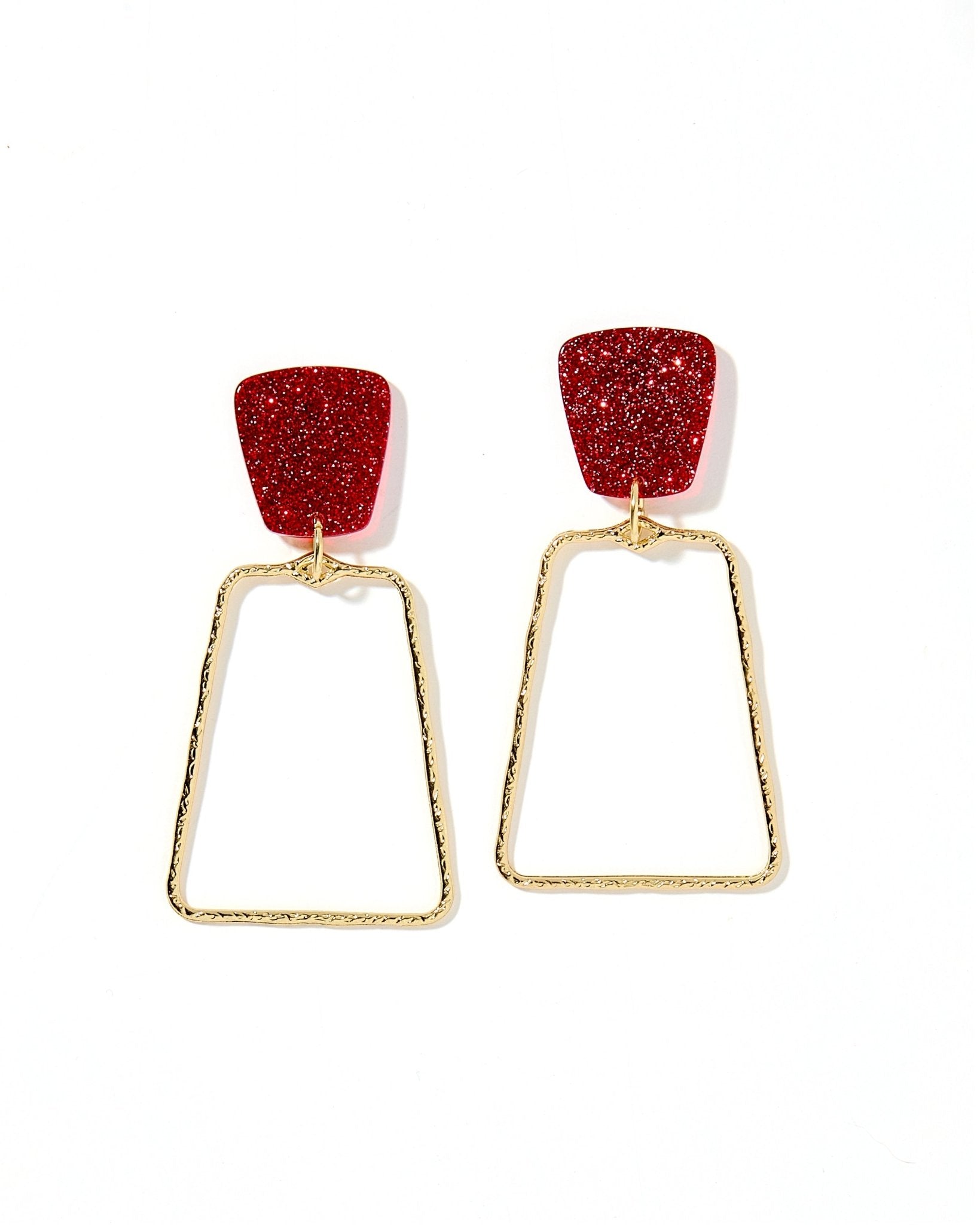 Kaelyn Statement Earrings - Crimson Glitter