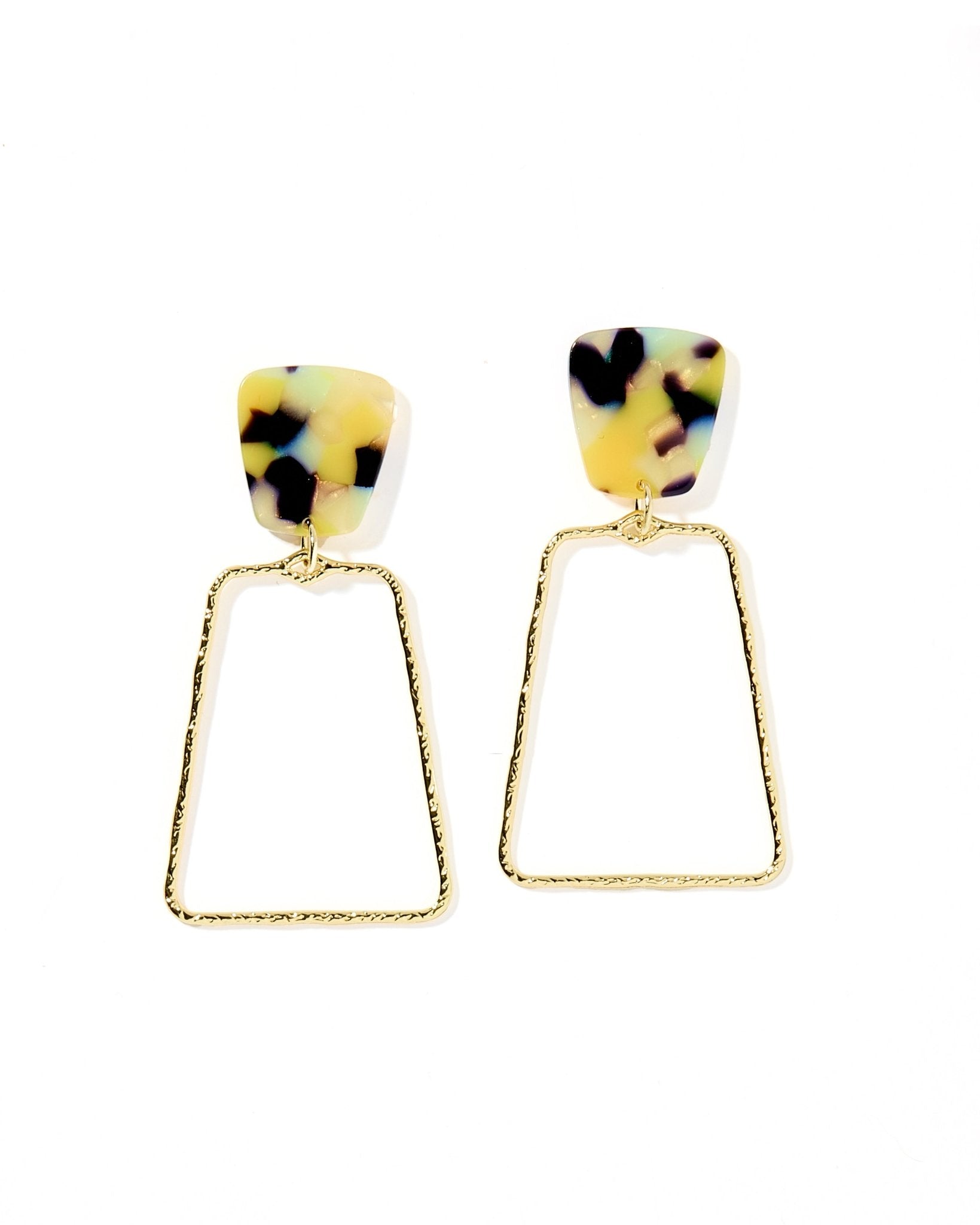Kaelyn Statement Earrings - Green-Mustard Camo