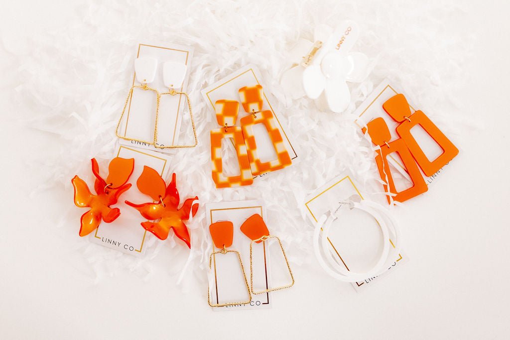 Kaelyn Statement Earrings - Metallic Orange