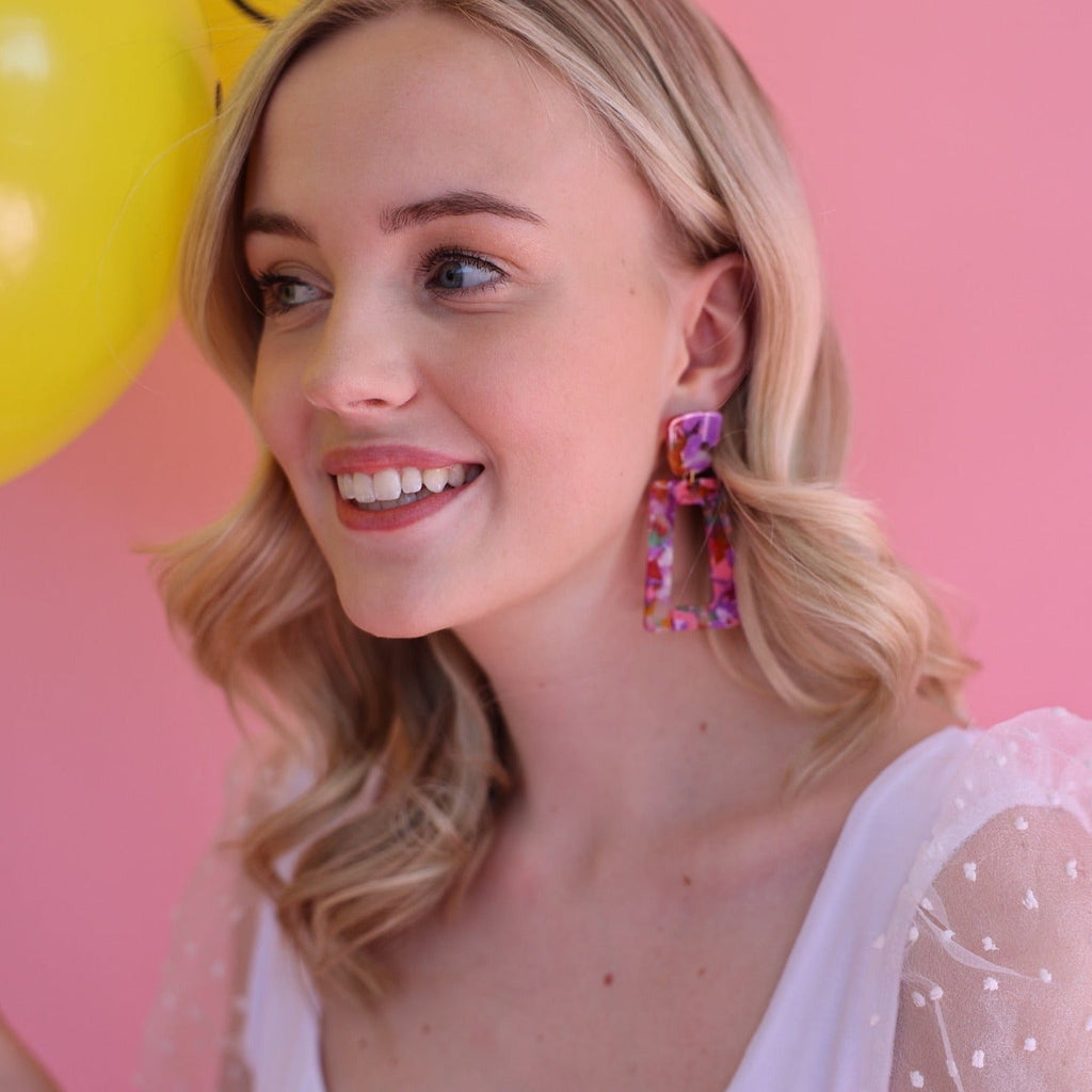 Kennedy Statement Earrings - Pink Multi
