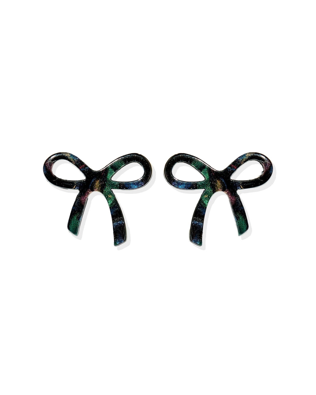 Kylie Bow Earrings - Black Iridescent