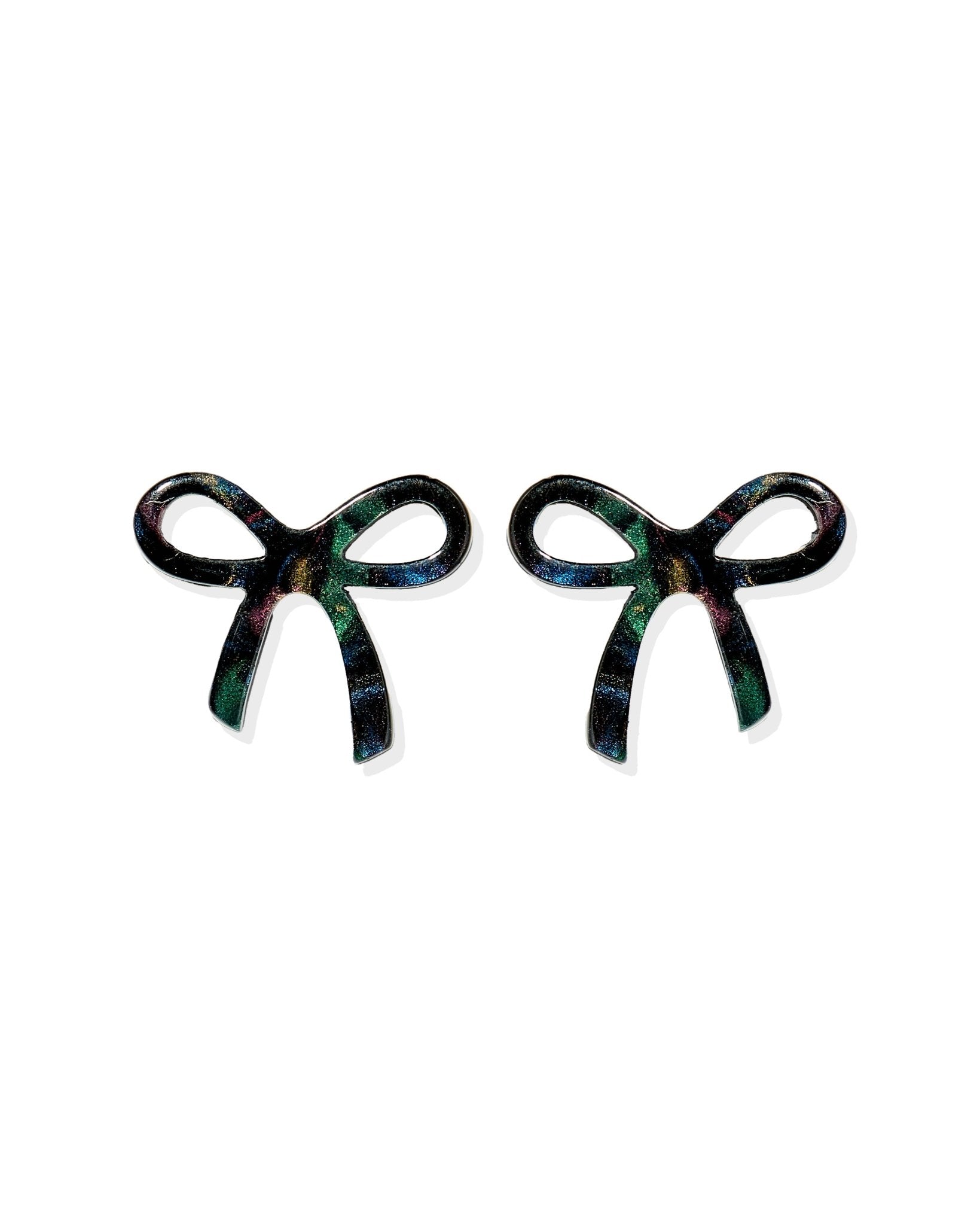 Kylie Bow Earrings - Black Iridescent