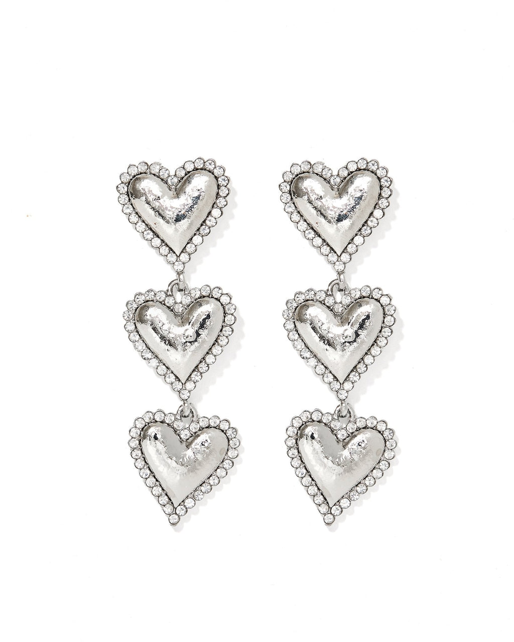 Layla Heart Statement Earrings - Silver