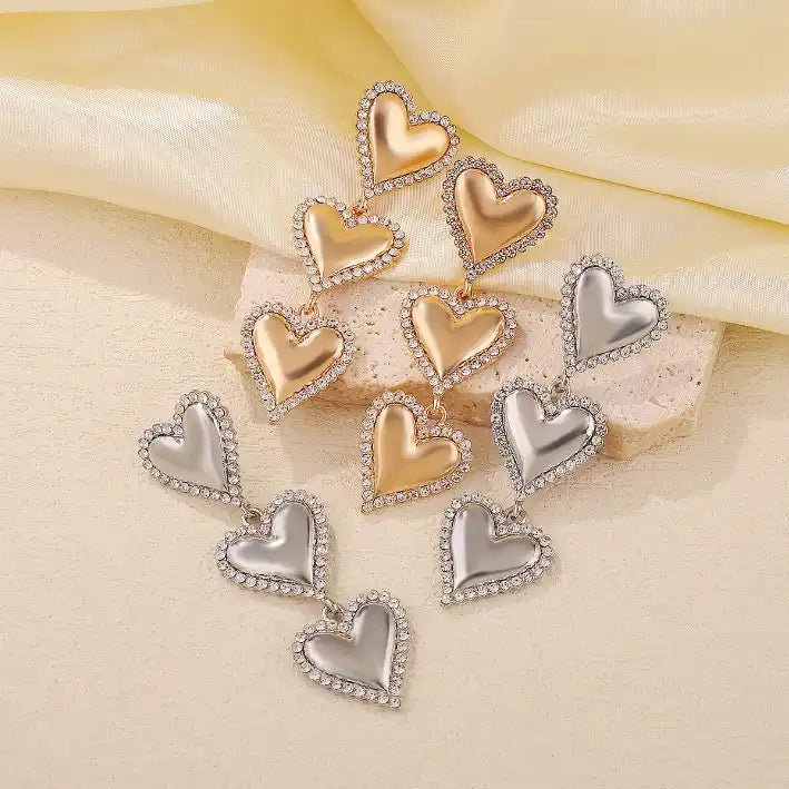 Layla Heart Statement Earrings - Silver