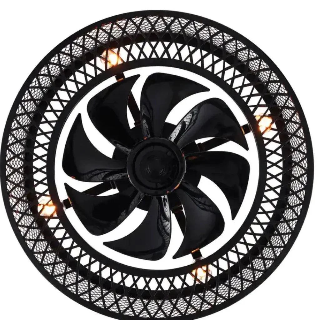 18 in. Indoor Black Industrial Caged Fandelier Ceiling Fan with Timer and Remote