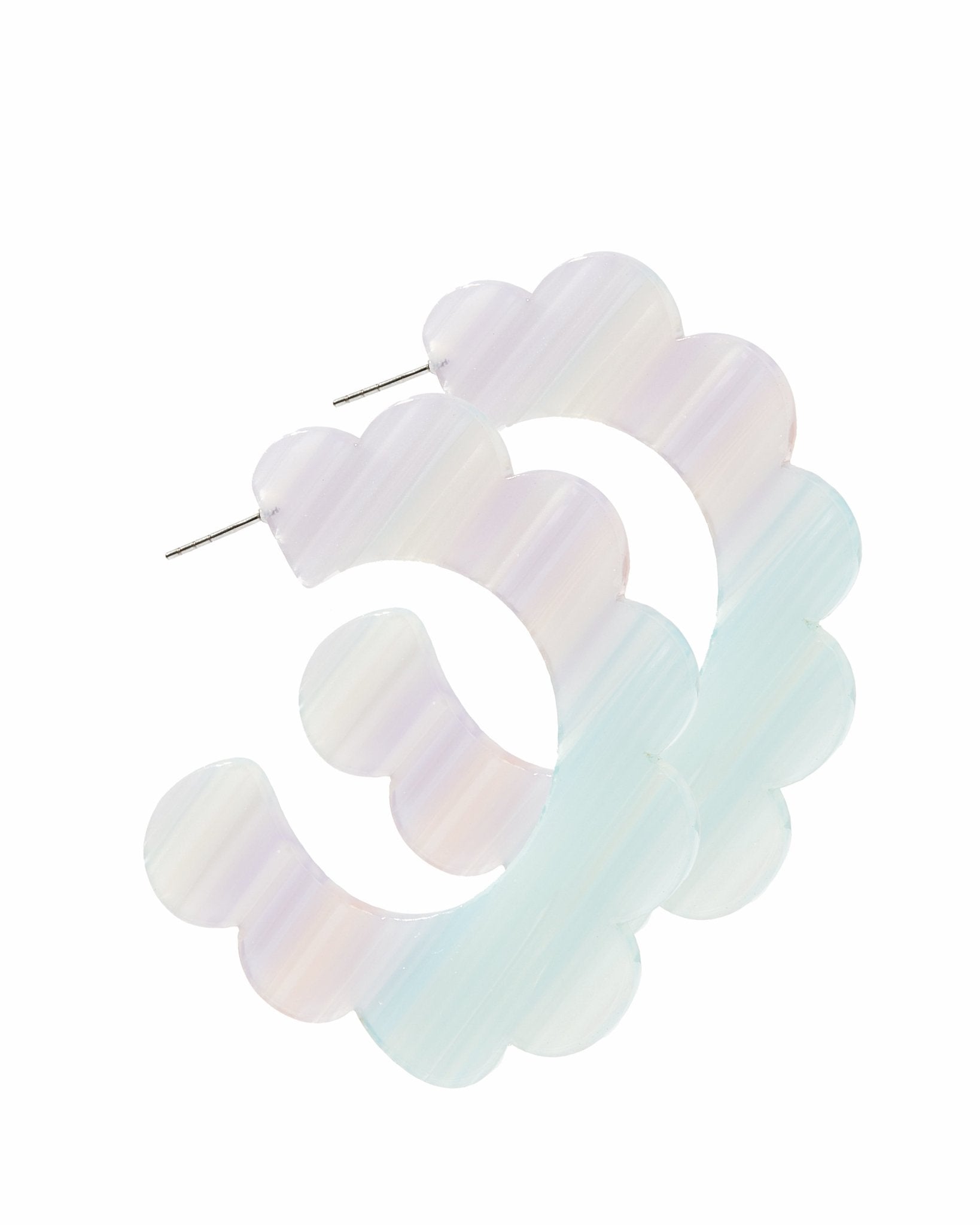 Margo Scallop Hoop Earrings - Purple Stripes