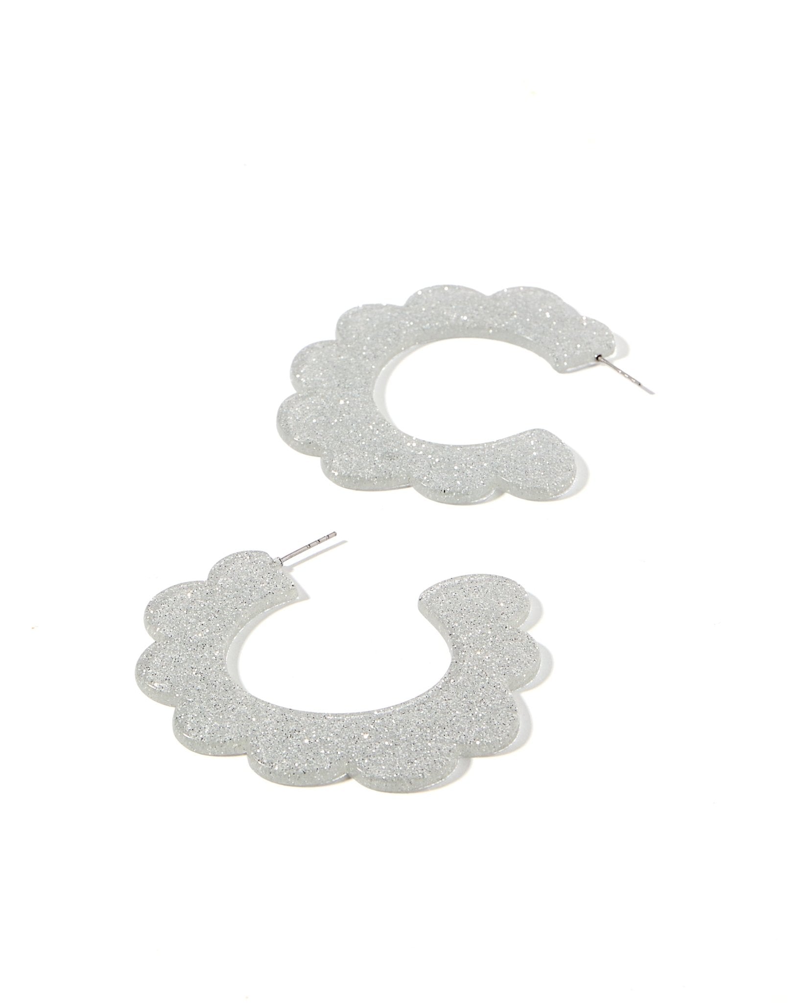 Margo Scallop Hoop Earrings - Purple Stripes