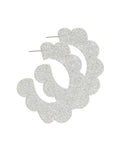 Margo Scallop Hoop Earrings - Silver Glitter