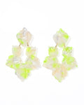 Michelle Statement Earrings - Neon Yellow Clouds