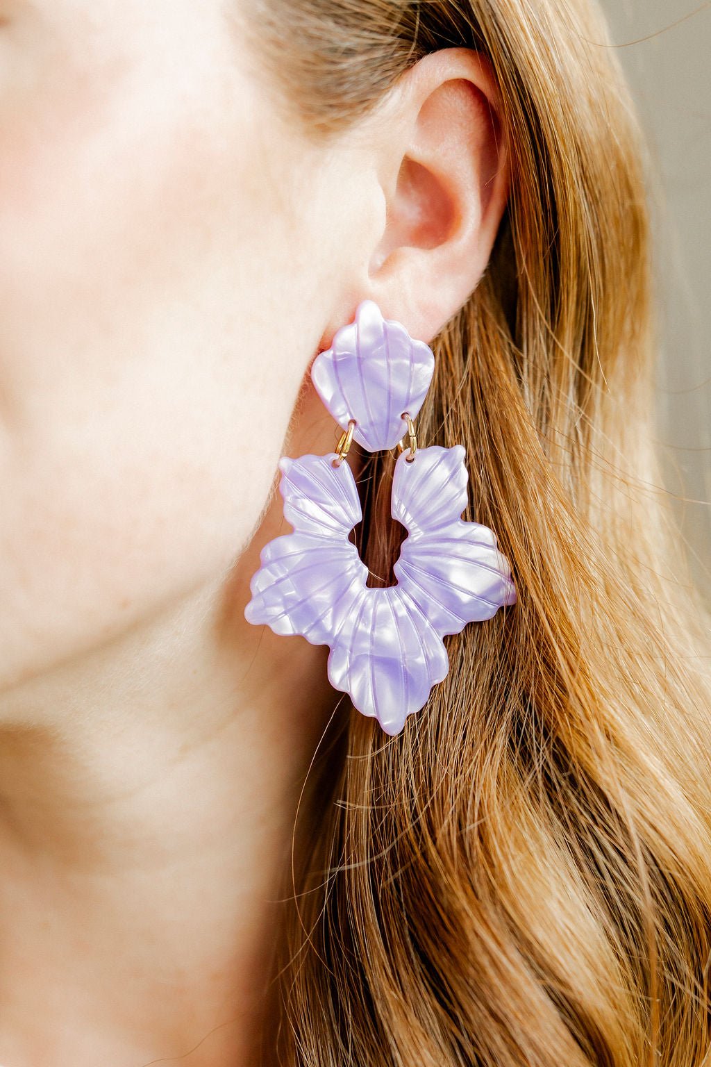 Michelle Statement Earrings - Pearlized Purple