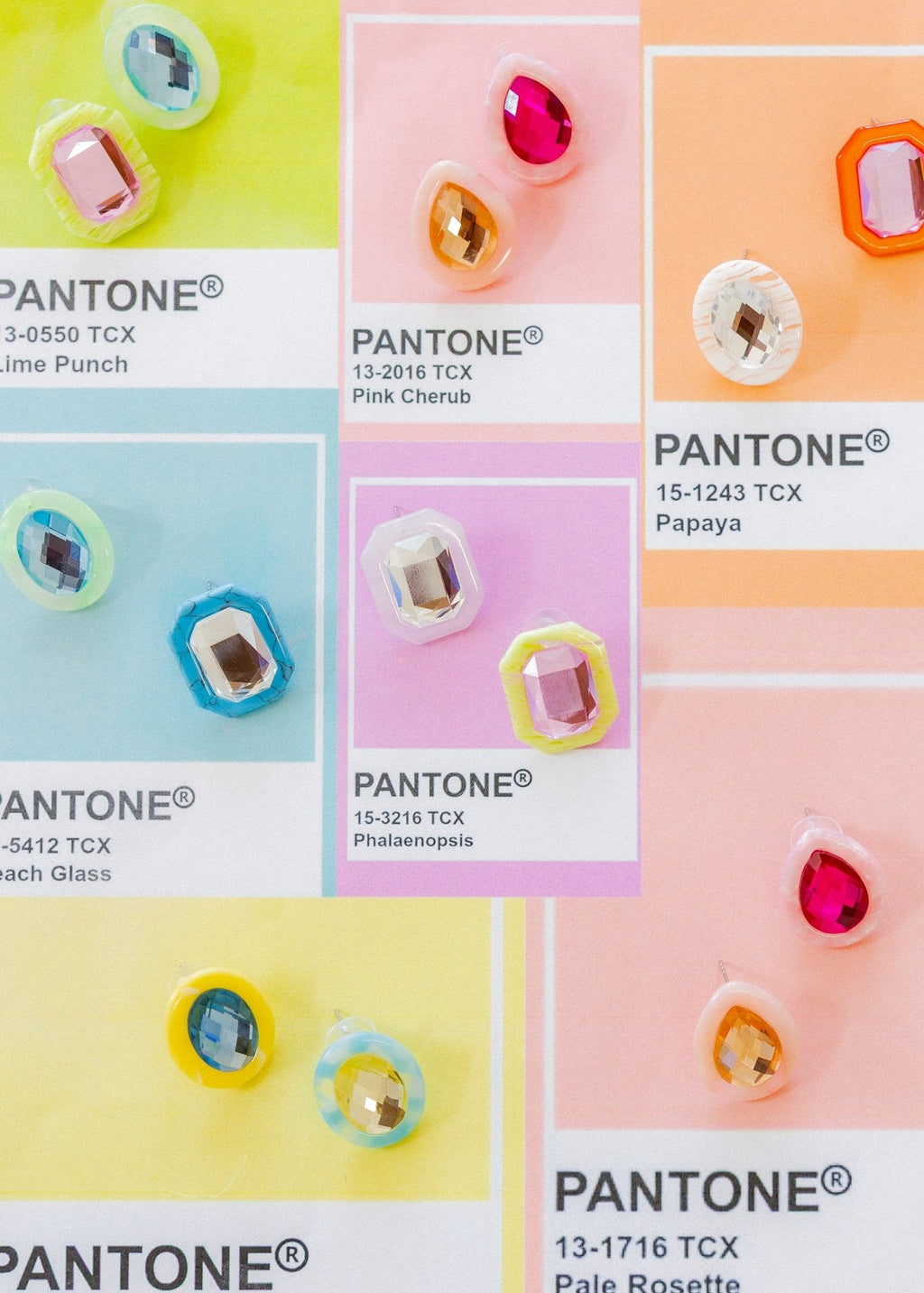 Olivia Statement Earrings Rectangle - Pink Grapefruit