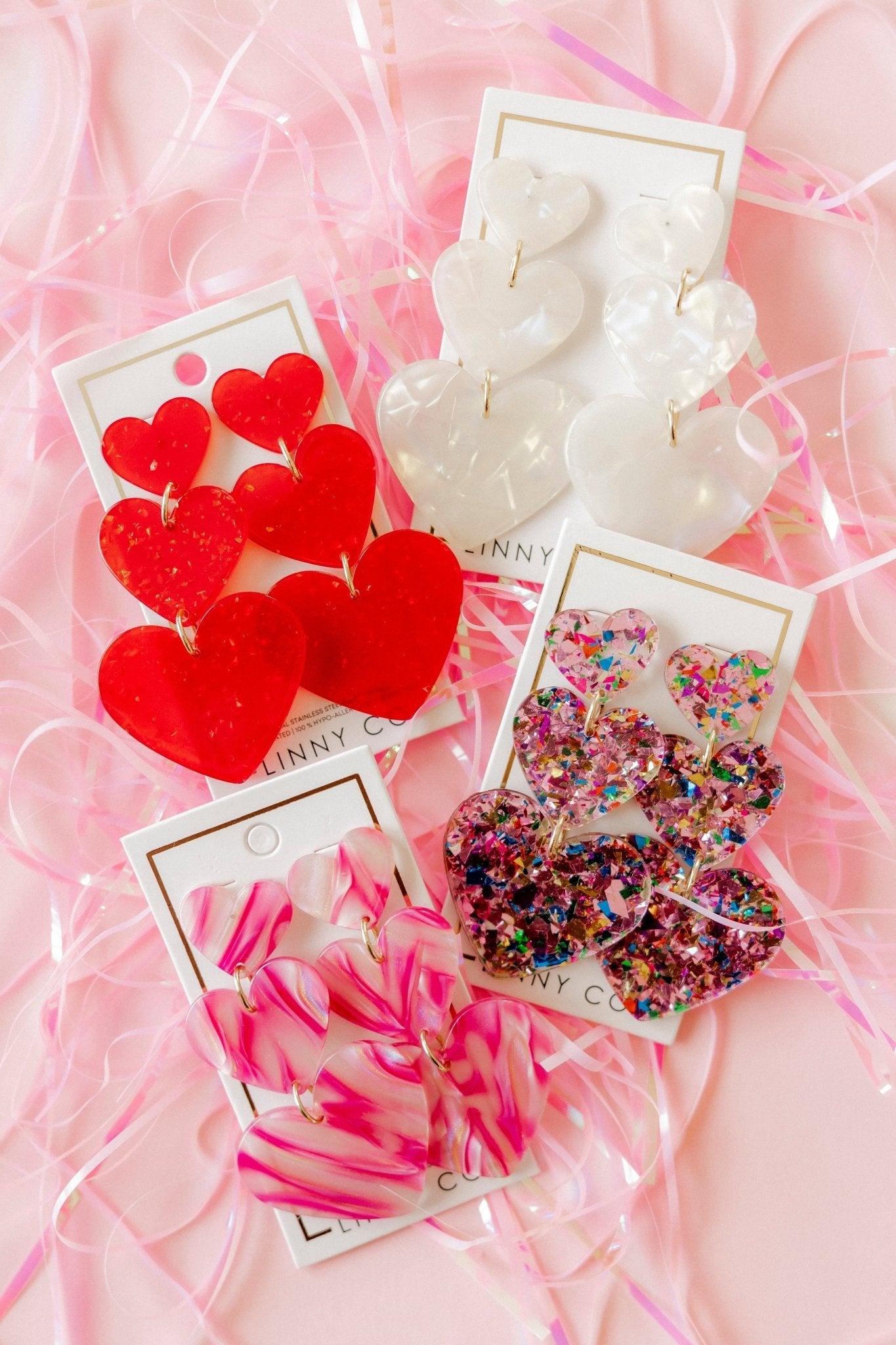 Penny Heart Statement Earrings - Love Struck Pink