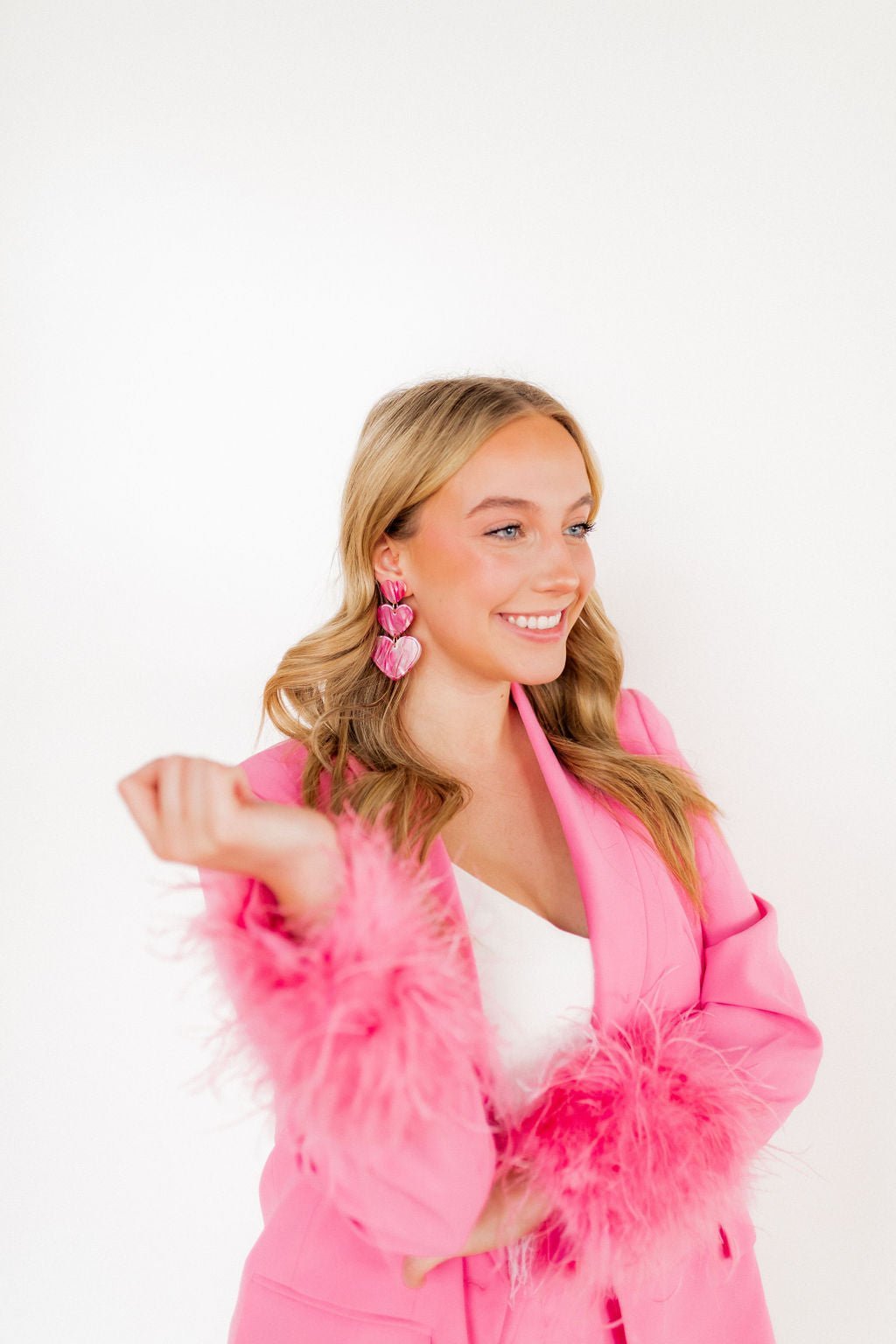 Penny Heart Statement Earrings - Love Struck Pink