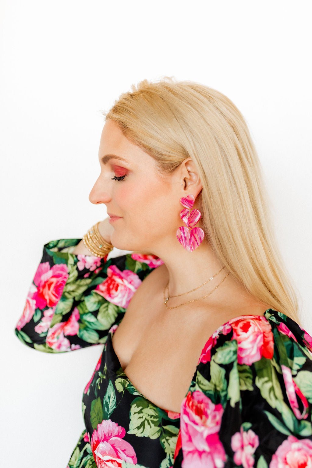 Penny Heart Statement Earrings - Love Struck Pink