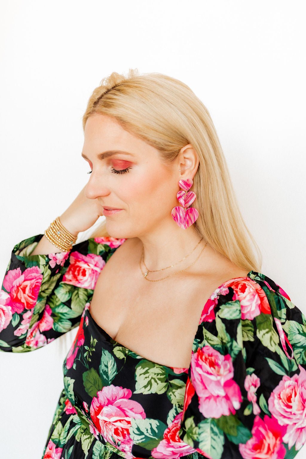 Penny Heart Statement Earrings - Love Struck Pink