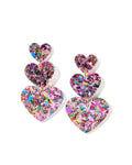 Penny Heart Statement Earrings - Pink Birthday Confetti