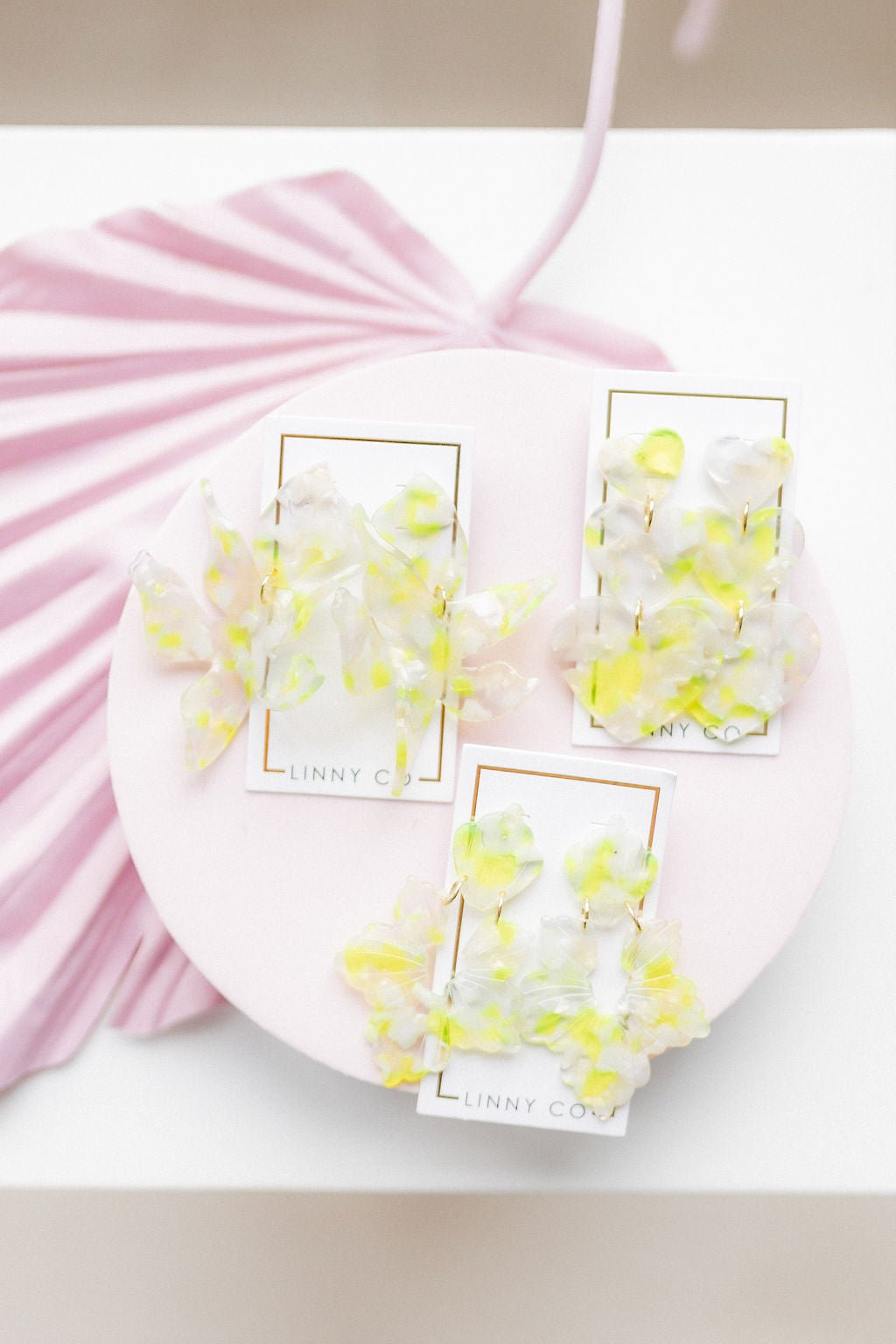 Penny Heart Statement Earrings - Neon Yellow Clouds