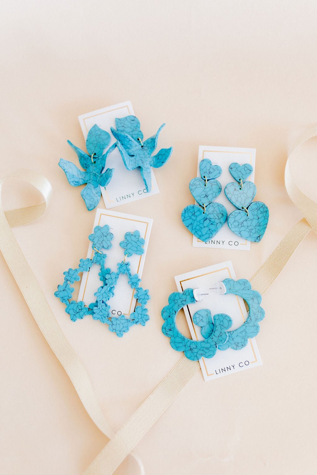Penny Heart Statement Earrings - Turquoise