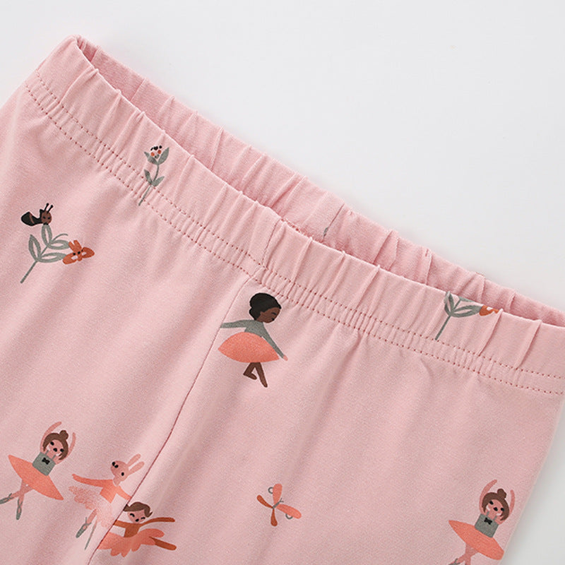Autumn Arrival Baby Kids Girls Cartoon Pattern Cute Pants