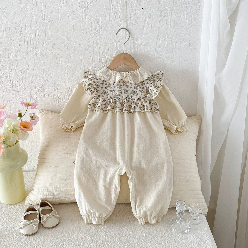 Autumn Arrival Baby Girls Long Sleeves Flowers Pattern Color Patchwork