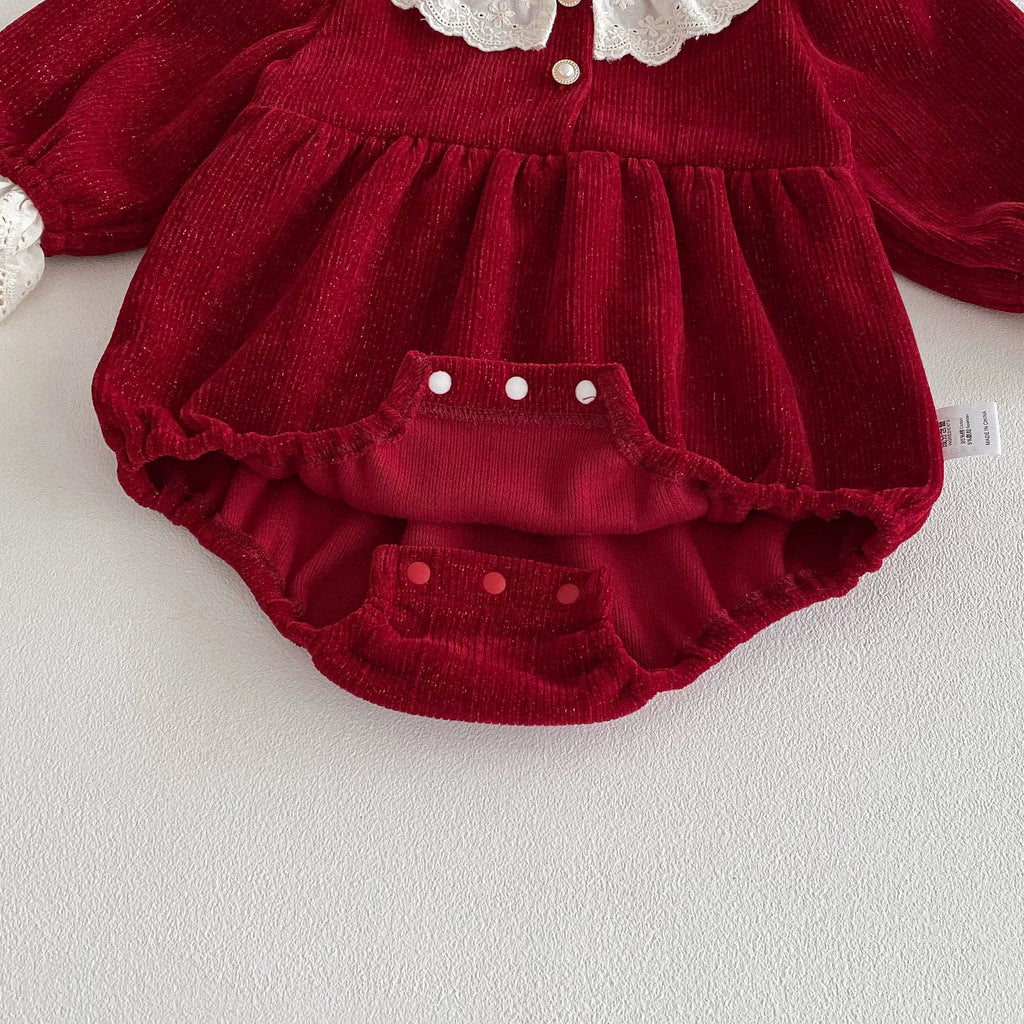 Autumn Arrival Baby Girls Long Sleeves Color Patchwork Onesies