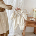 Autumn Arrival Baby Girls Long Sleeves Flowers Pattern Color Patchwork