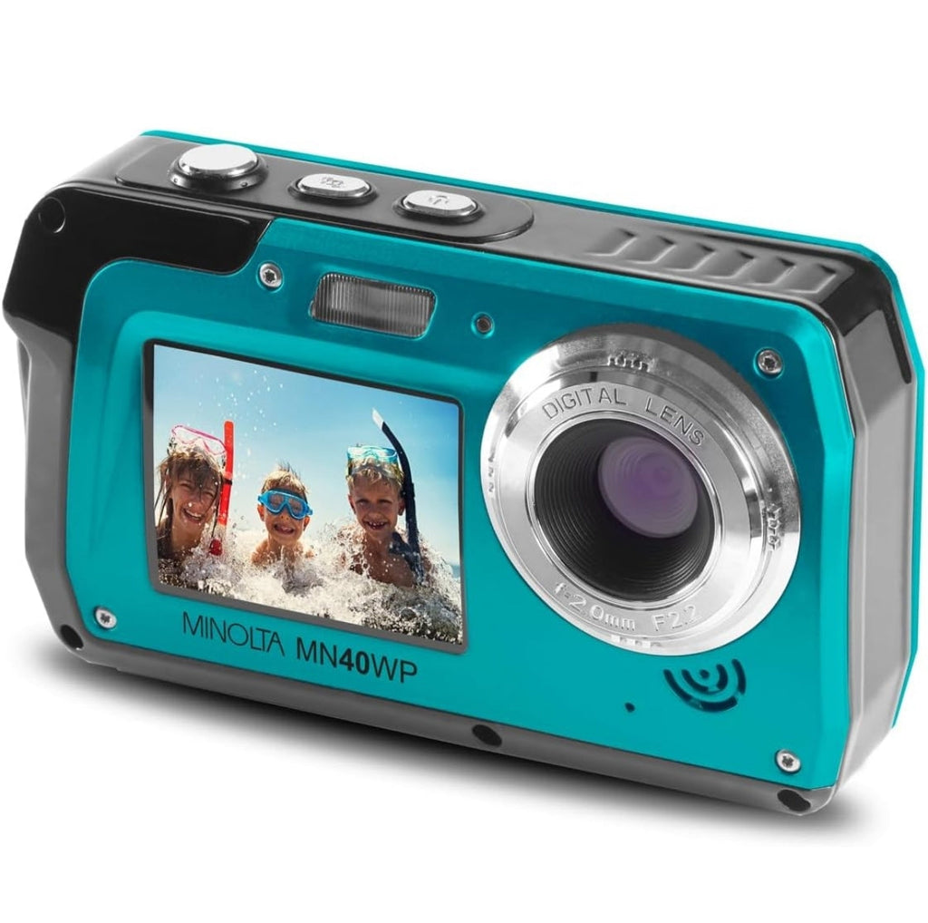 Open Box Minolta 48 MP Dual Screen Waterproof Digital Camera MN40WP
MISSING CARRYING POUCH 
WRIST STRAP AND INSTRUCTION MANUAL