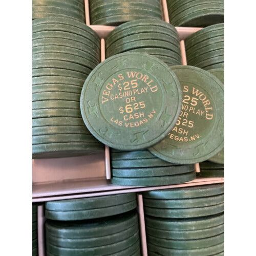 Vegas World Casino Las Vegas Nevada $25 Casino Play or $6.25 Cash Green Chip